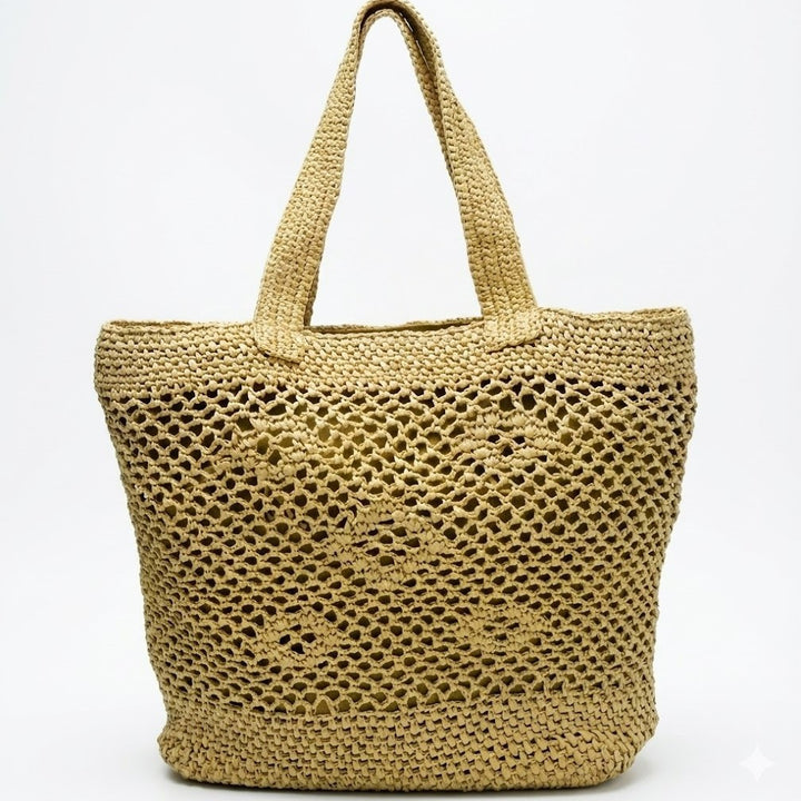 Large macrame bag with leather accents Bowlift
