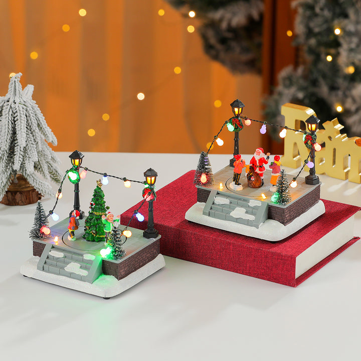 LED Illuminated Christmas Scene Figurine Bowlift
