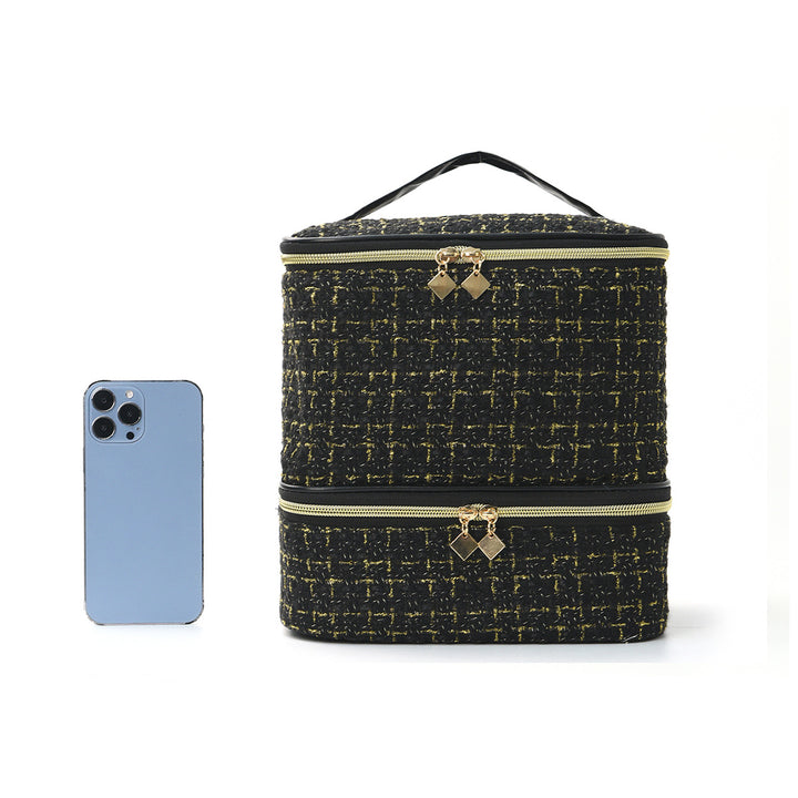 Cosmetic organizer bag with elegant fabric Bowlift
