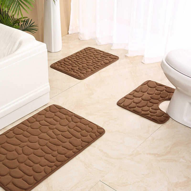 Soft Touch Stone Pattern Bathroom Rug Set Bowlift