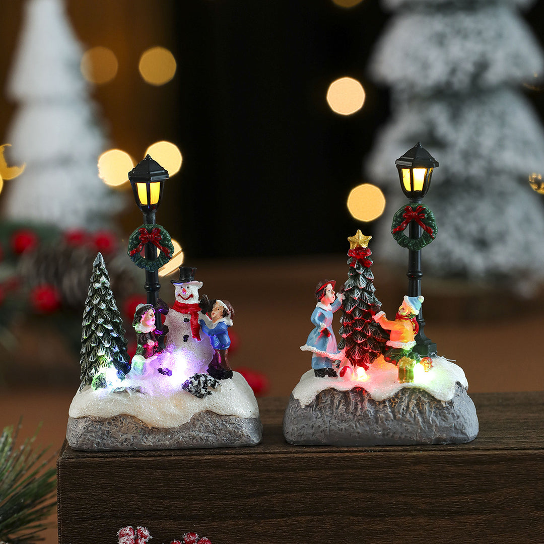 Decorative Holiday Snowman Scene Figurine Bowlift