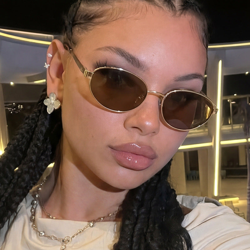 Women's fashionable sunglasses with narrow metal frame Bowlift