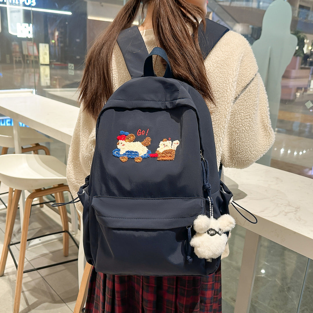 Playful Embroidered Backpack Bowlift
