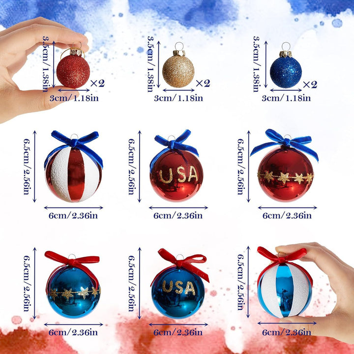 Unisex nan patriotic Christmas ball set with glitter and mirror surfaces as well as bow suspension Bowlift