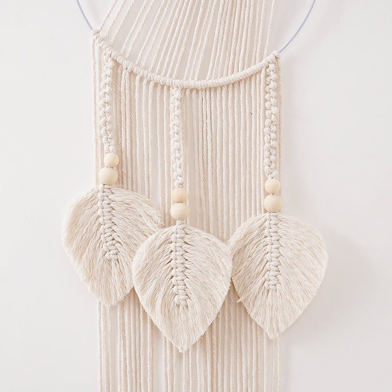 Decorative Macrame Wall Hanging with Leaf Accents Bowlift