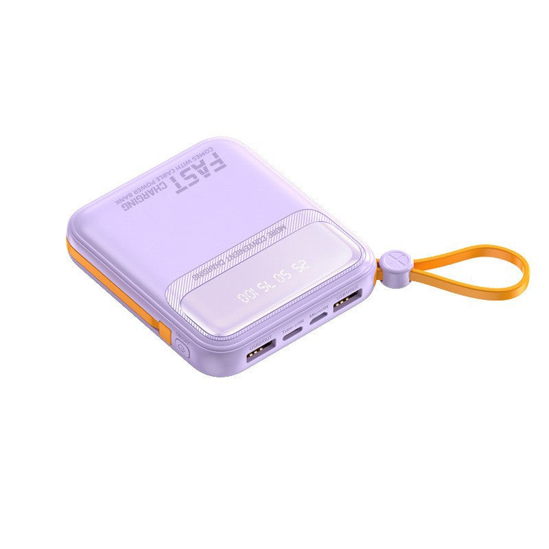 Compact power bank with integrated cable management and digital charge level display Bowlift