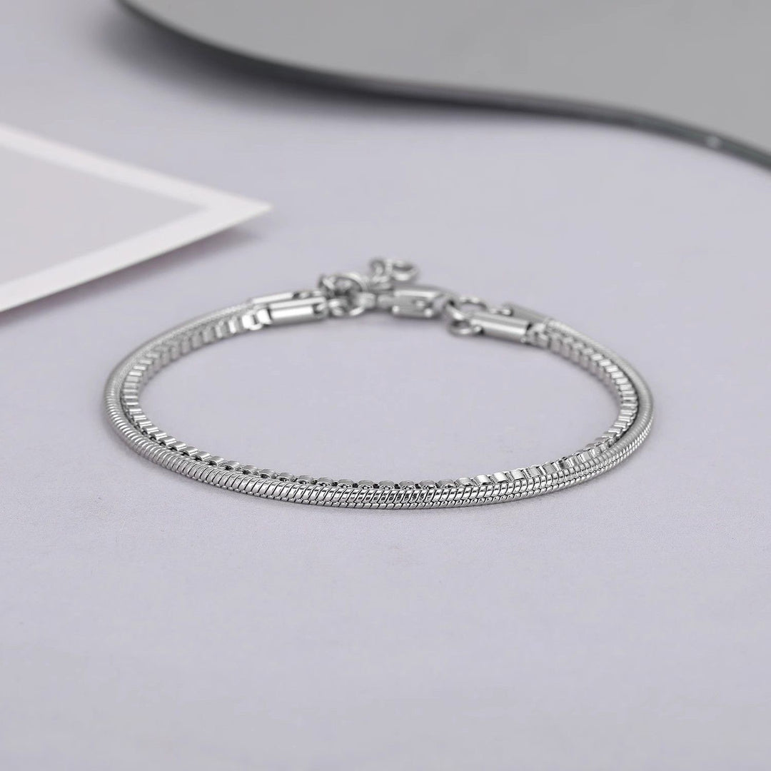 Sleek Double-Chain Stainless Steel Bracelet Bowlift