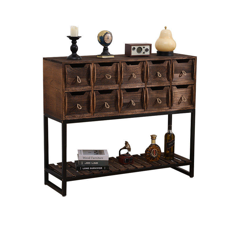 Rustic Wooden Console Table with Storage Bowlift