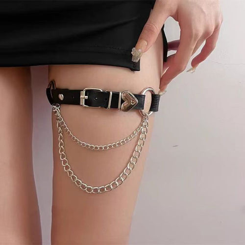 Adjustable Decorative Chain Thigh Harness Bowlift