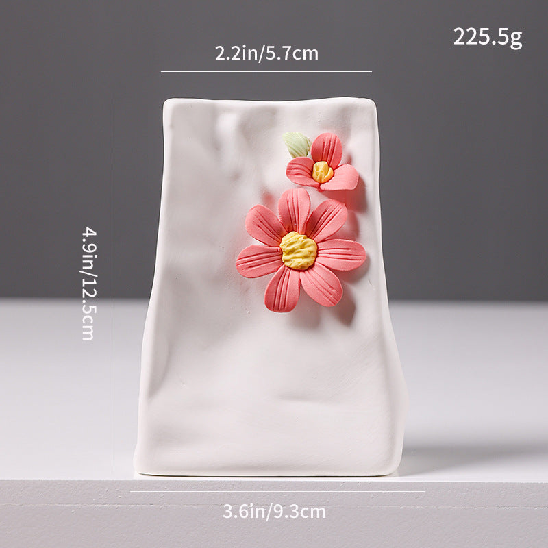 Decorative Floral Relief Ceramic Vase Bowlift