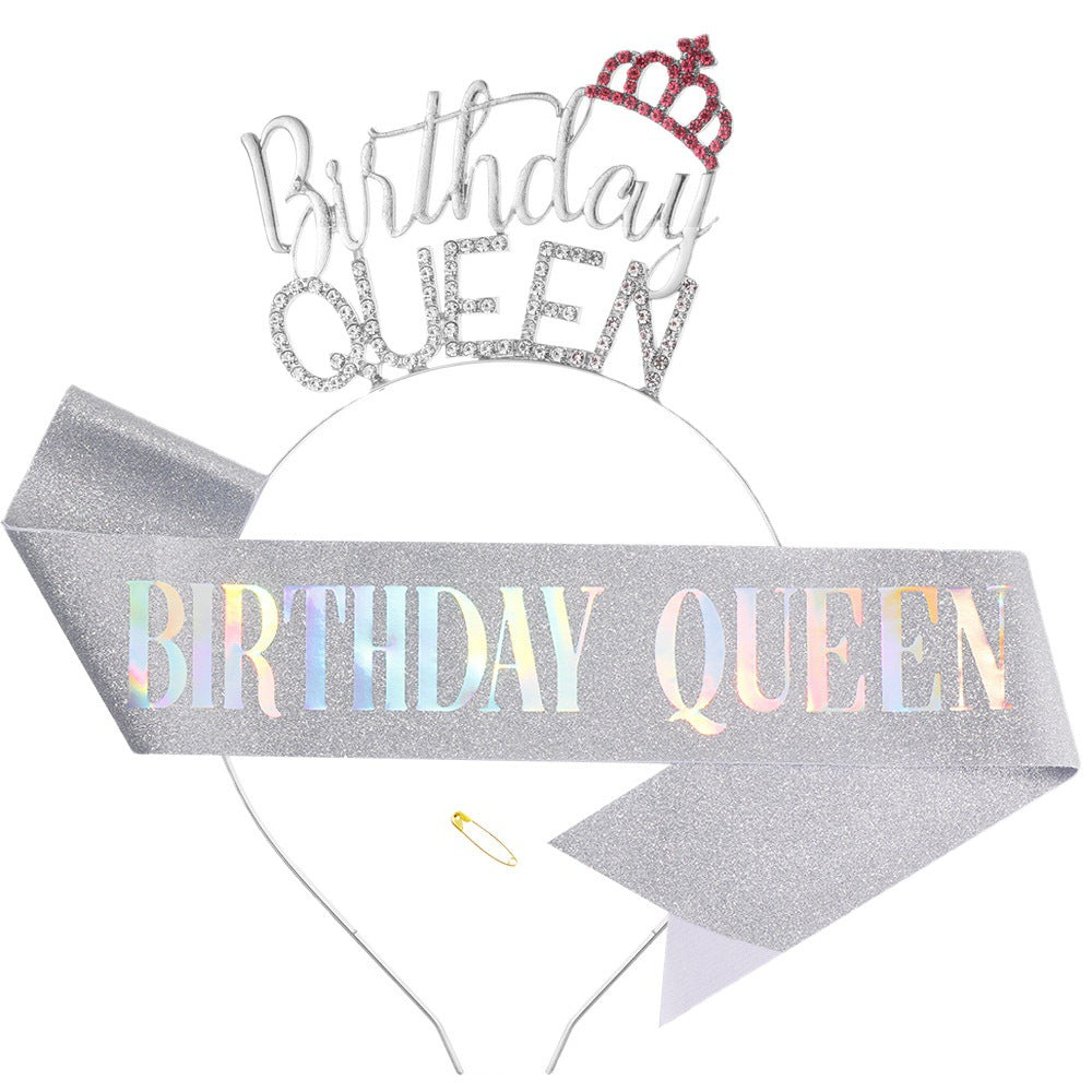Ladies Glitter Headband with "Birthday Queen" lettering Bowlift