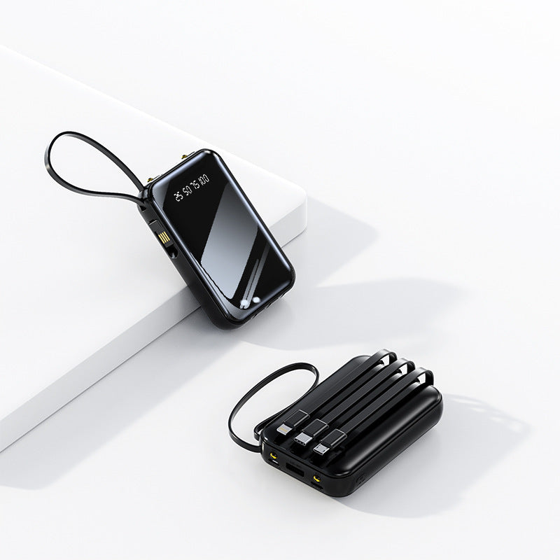 Portable power bank with integrated cable management and digital charge level display Bowlift