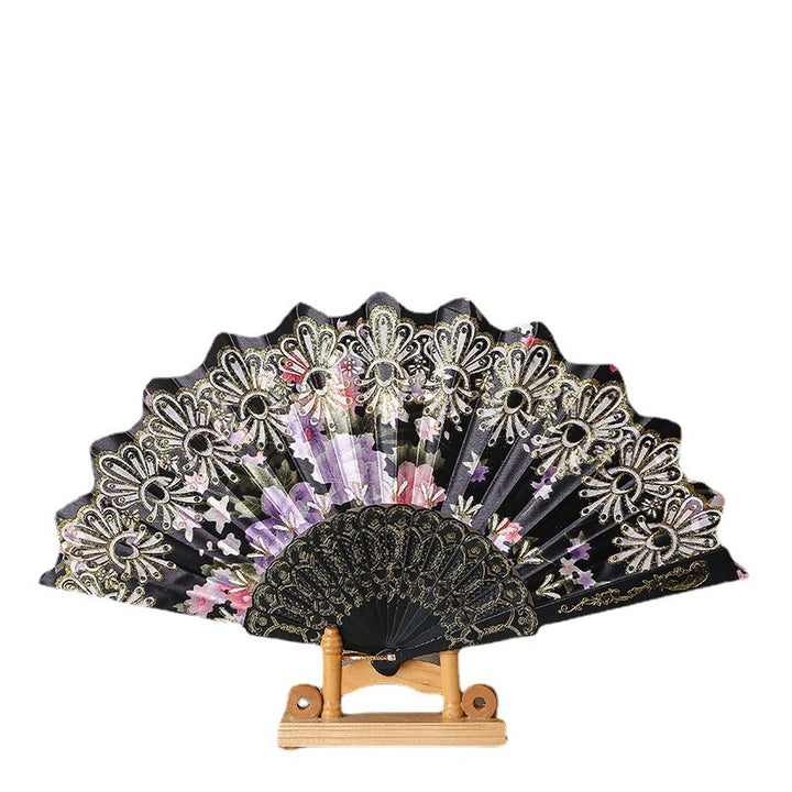 Ladies Elegant Hand Fan with Intricate Floral Patterns Bowlift