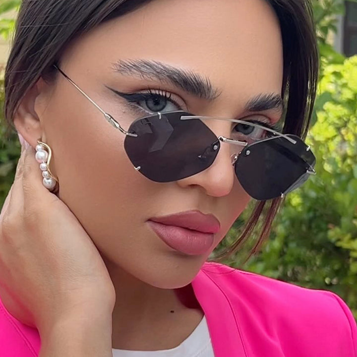 Women geometric sunglasses with ultra-light metal frame Bowlift