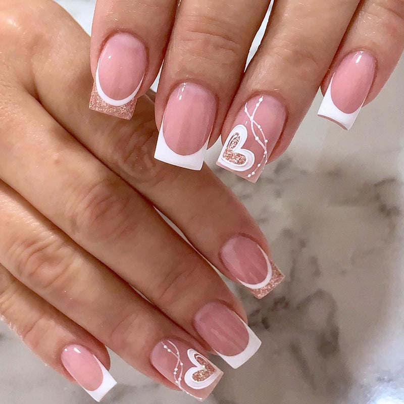 Romantic Heart-Design Nail Extensions Bowlift