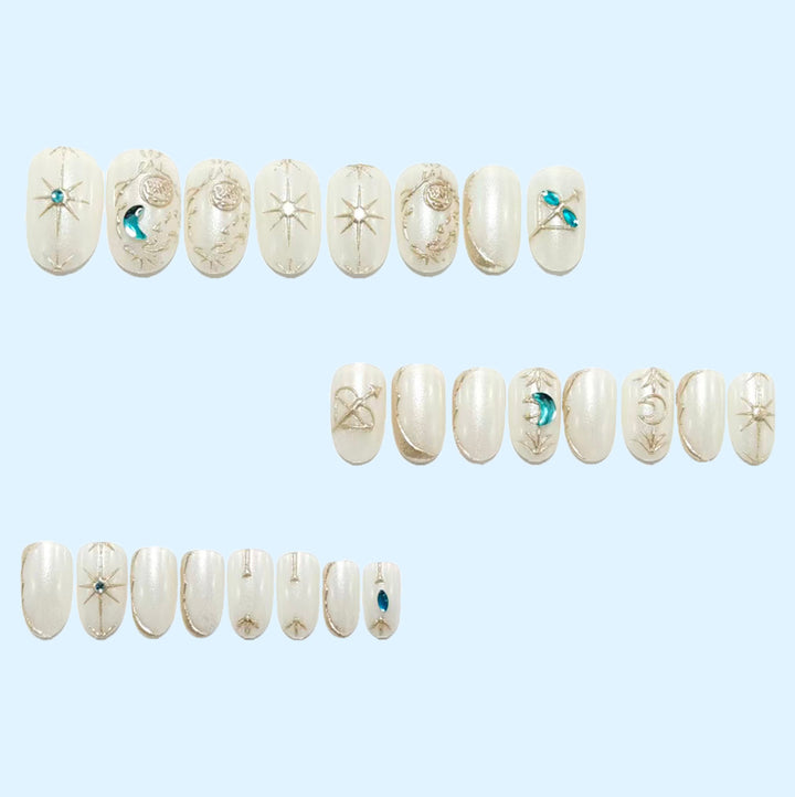 Artificial nails with elegant jewelry embellishments Bowlift