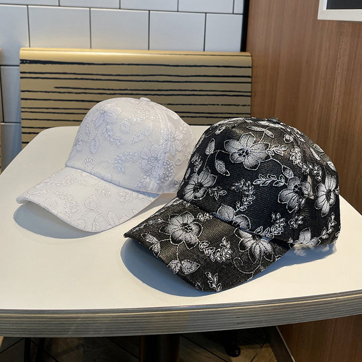 Women's Floral Embroidered Baseball Cap Bowlift