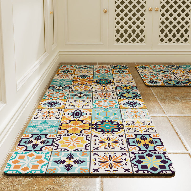 Vintage Tile Design Kitchen Runner Mat Bowlift