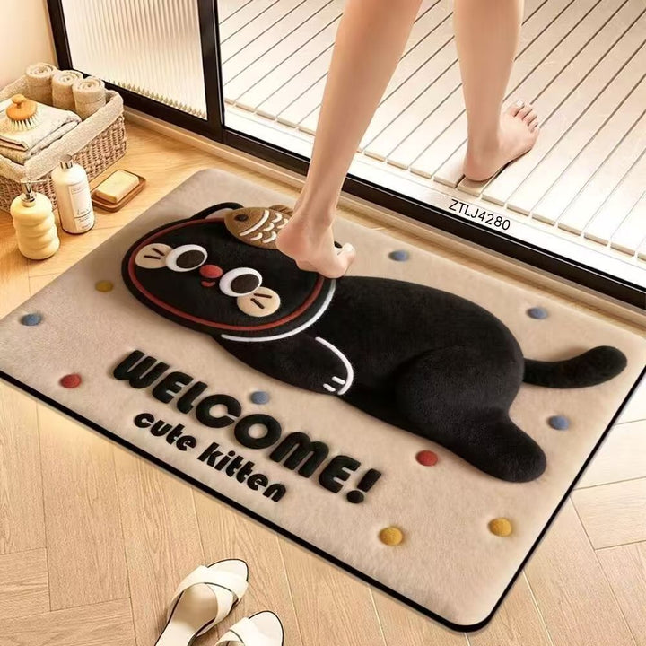 Plush Dog-Themed Bowlift Bath Mat