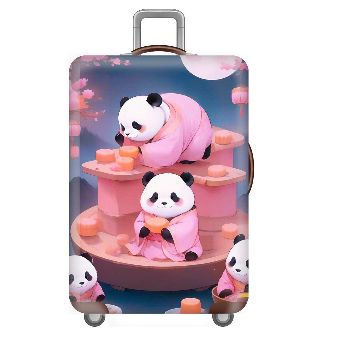 Unisex non-elastic suitcase cover for hard shell trolley with cute panda design, stretch protective cover with handle and wheel openings Bowlift