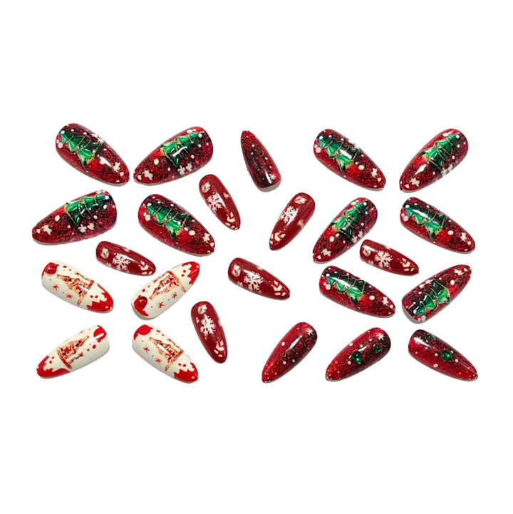 Artificial nails with festive Christmas design and glitter accents Bowlift