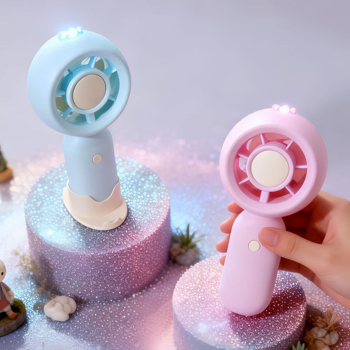 Women's Handheld Fan with LED Lamp Bowlift