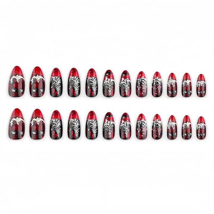 Artificial nails in festive Christmas design with elegant glitter Bowlift