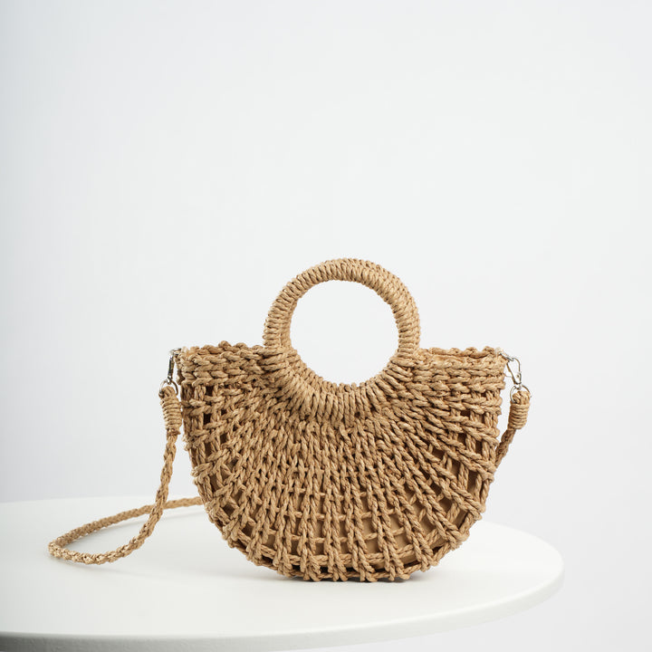 Beef Bast Handbag with Structured Design Bowlift