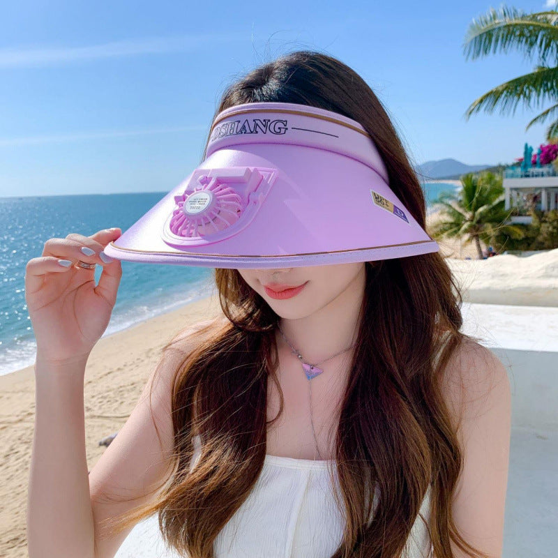 Sun protection visor with quiet rechargeable mini fan and adjustable neoprene seat Bowlift