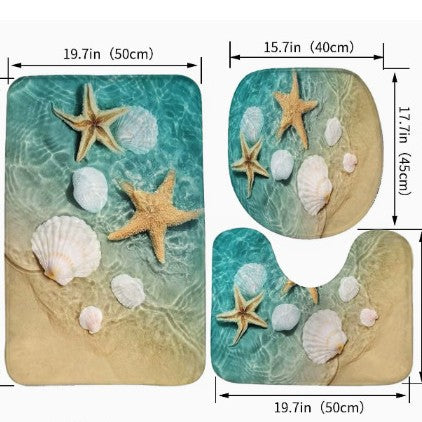 Artistic Marble Print Bath Mat Set Bowlift