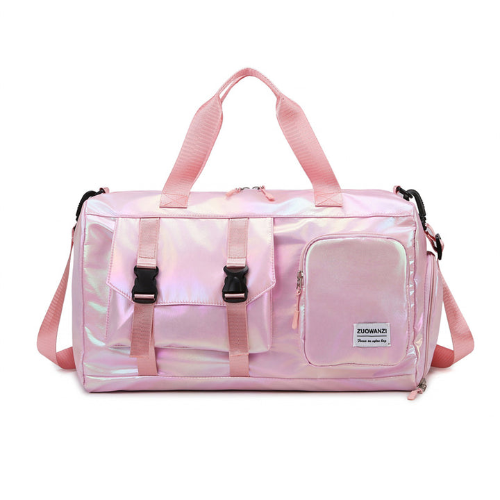 Fashionable travel bag with holographic surface and practical compartments Bowlift