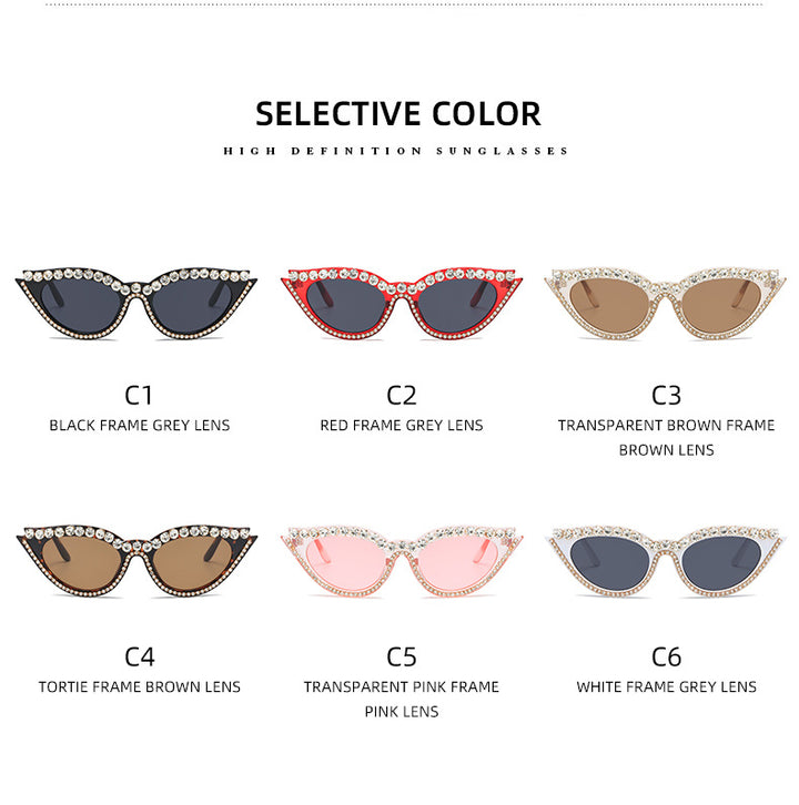 Women's extravagant cat-eye sunglasses with glamorous crystal embellishments Bowlift