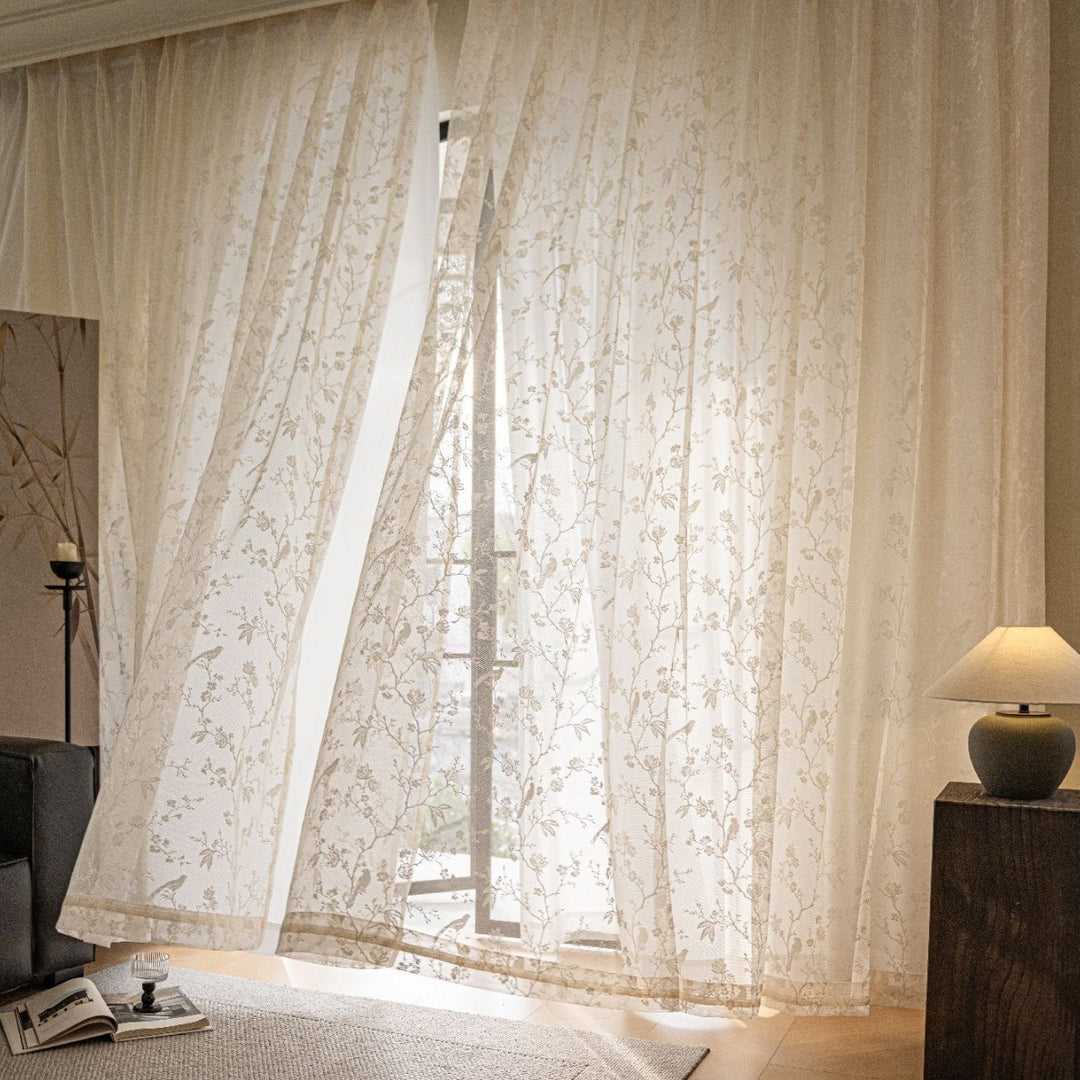WoLace Embroidered Sheer Curtain Bowlift