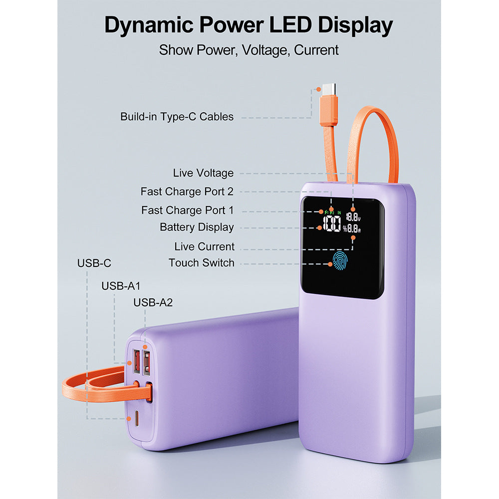 Power bank with integrated LED display and intelligent fast charging port Bowlift