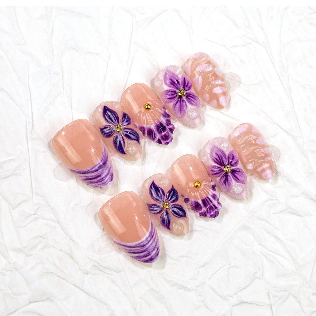 Floral Design Press-On Nail Art Set Bowlift