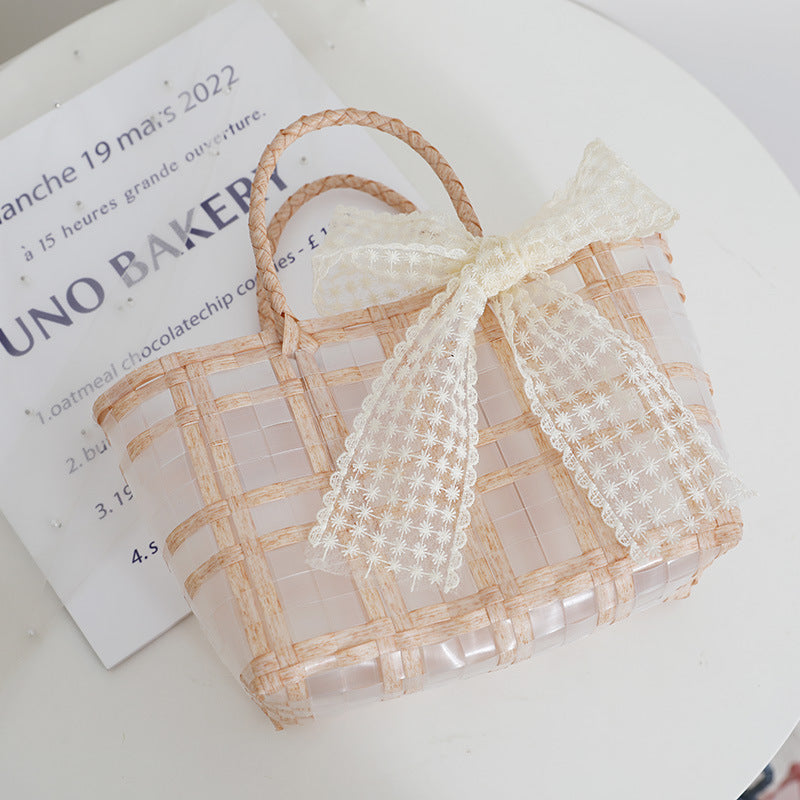 Handcrafted basket bag with elegant bow applique Bowlift