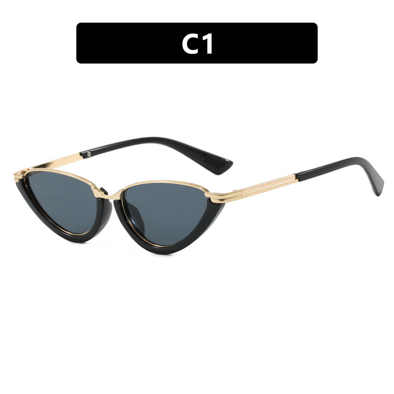 Women futuristic Cat-Eye sunglasses with golden accents Bowlift