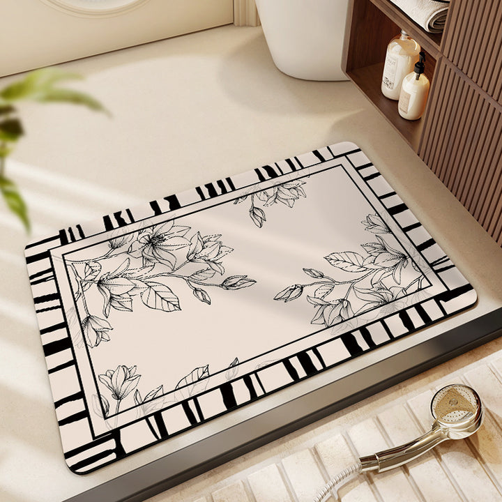 Floral Patterned Bathroom Mat Bowlift