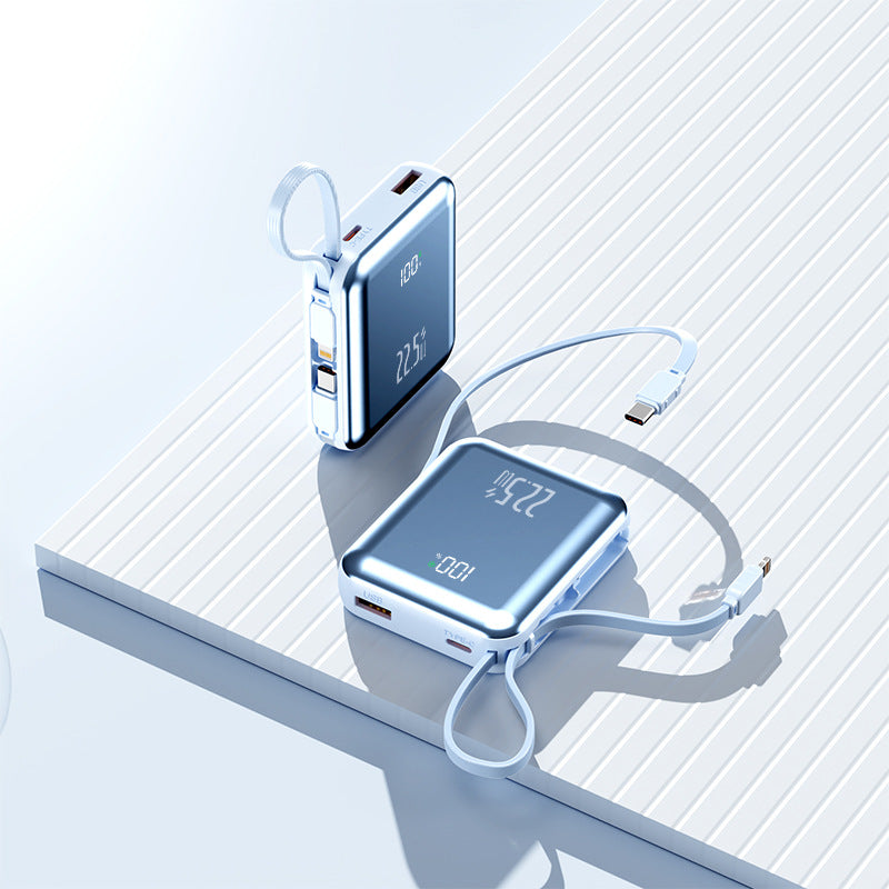 Portable power bank with digital display and integrated cable management Bowlift