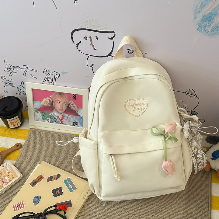 Floral-Embellished Casual Backpack Bowlift