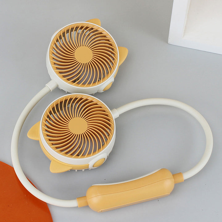 Ladies Portable Neck Fan with Double Adjustable Blades Bowlift