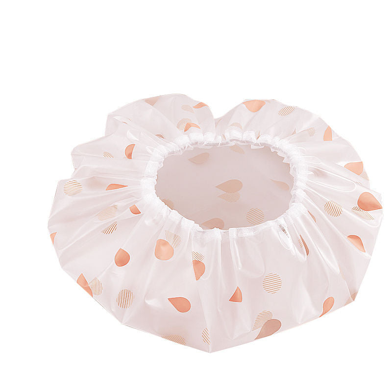 Reusable waterproof ruffled elastic shower cap pair with cute ocean print Bowlift