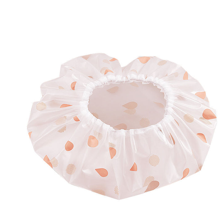 Reusable waterproof ruffled elastic shower cap pair with cute ocean print Bowlift
