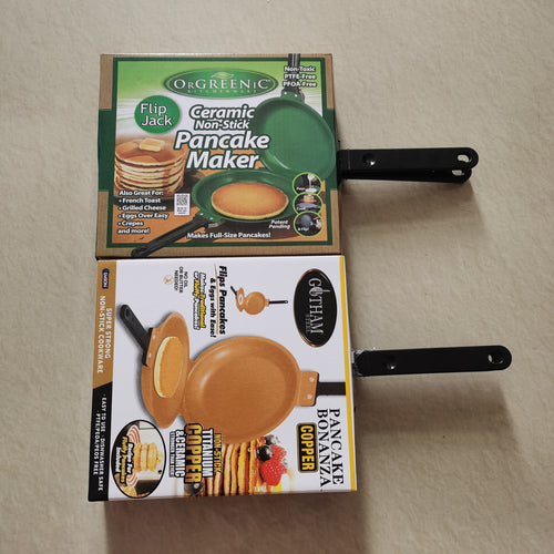 Double-Sided Ceramic Non-Stick Flip Pancake Maker Skillet With Heat-Resistant Handle