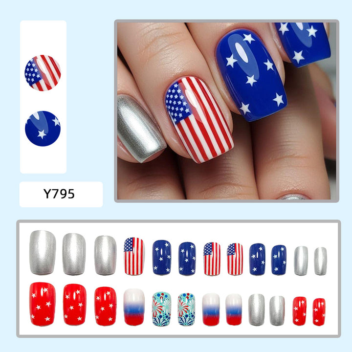 Creative art nail design in patriotic style Bowlift
