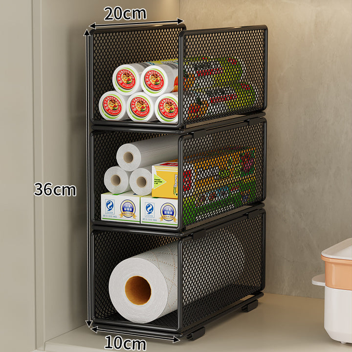 Mesh Storage Organizer with Adjustable Dividers Bowlift