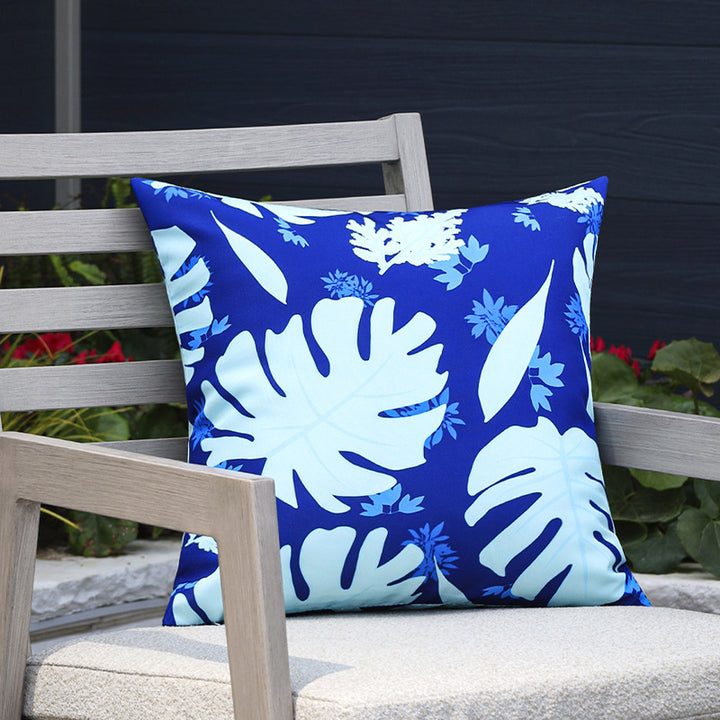 Square garden cushion cover with UV-resistant outdoor polyester, tropical leaf jacquard and concealed zipper Bowlift