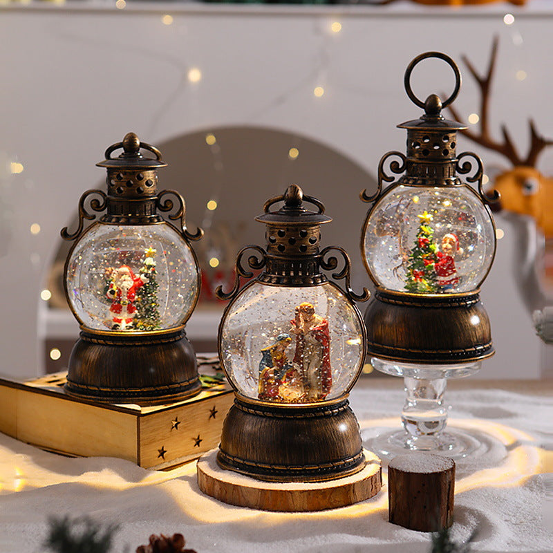 Nostalgic Christmas lantern with snow globe Bowlift