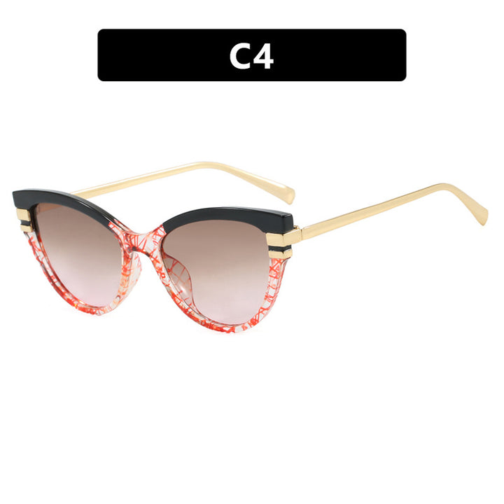 Ladies Cat-Eye Sunglasses with Elegant Metal Accents Bowlift