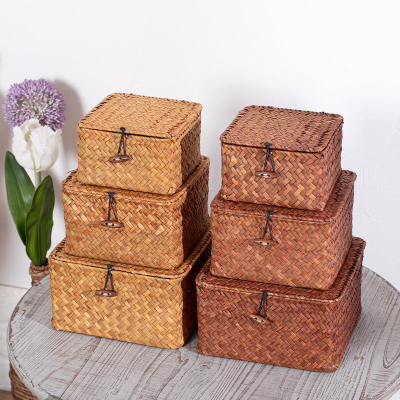 Handwoven Storage Box with Lid Bowlift